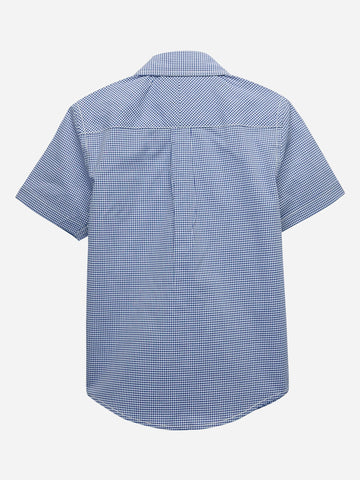 Blue Micro Gingham Short Sleeve Casual Shirt Brumano Pakistan