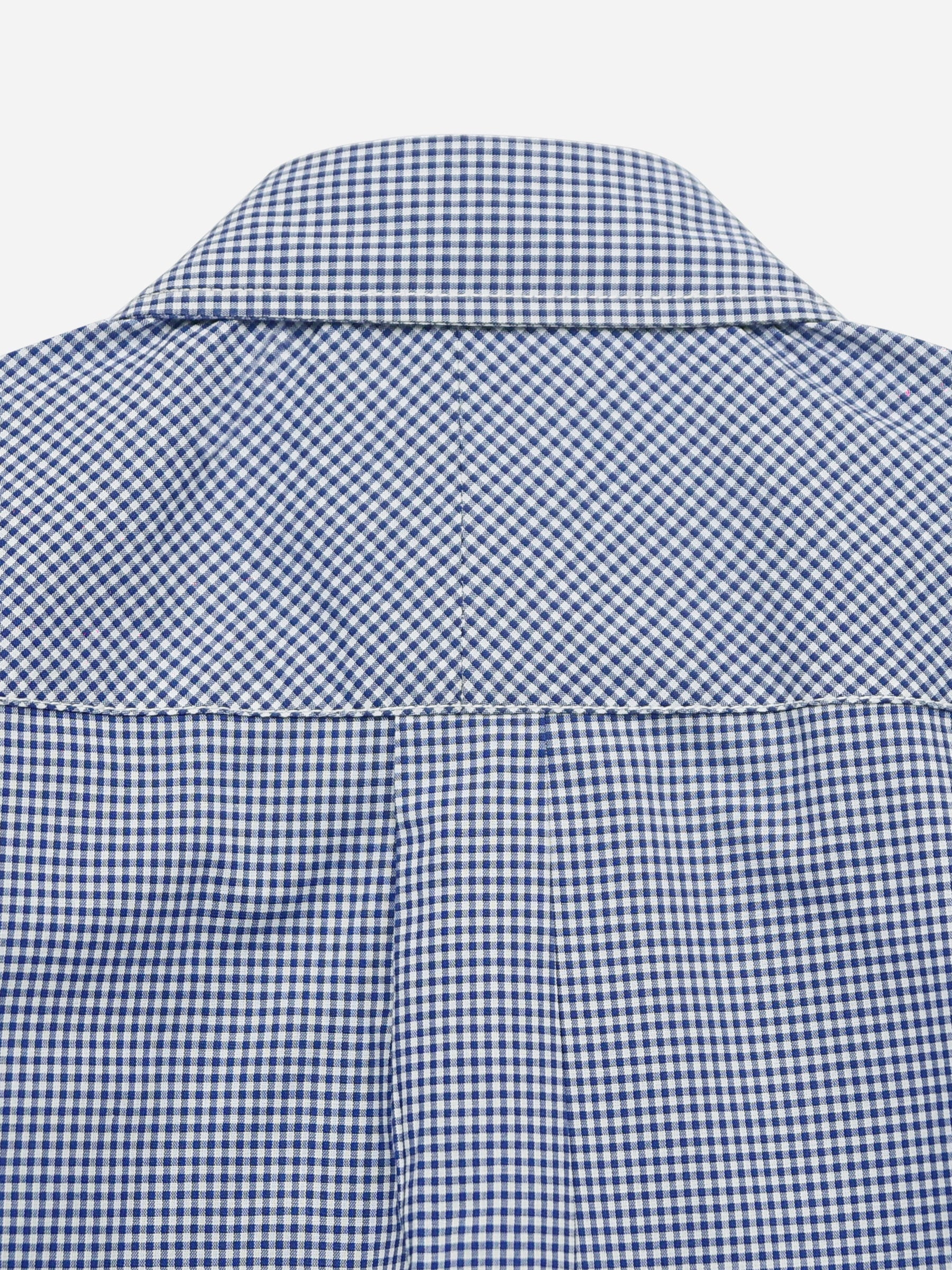 Blue Micro Gingham Short Sleeve Casual Shirt Brumano Pakistan