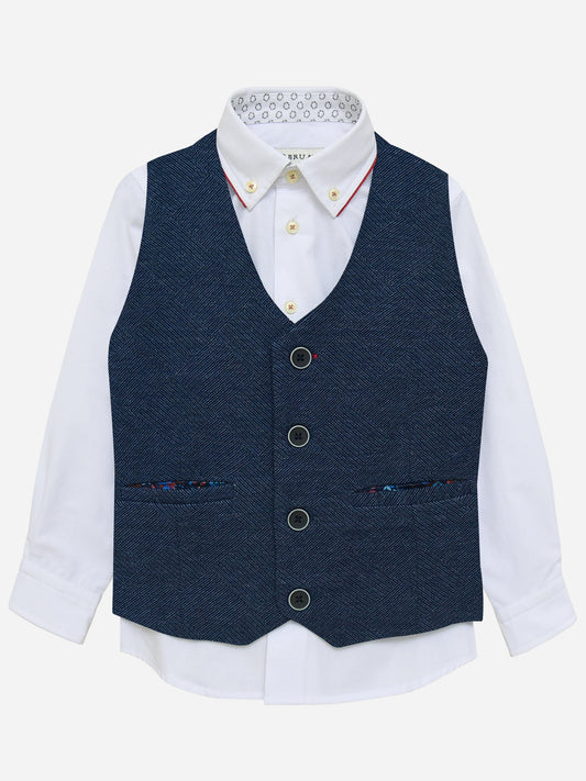 Blue Patterned Suit Waistcoat Brumano Pakistan