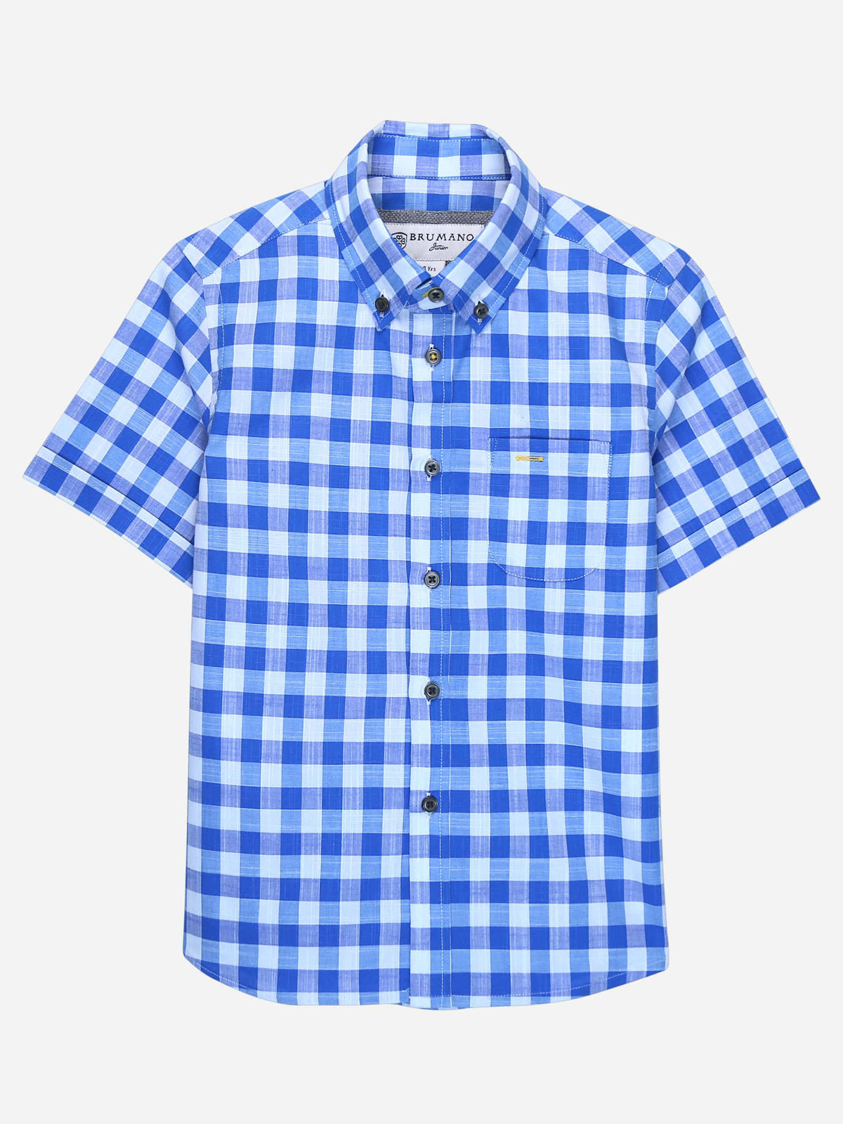 Blue Slub Textured Short Sleeves Casual Shirt Brumano Pakistan