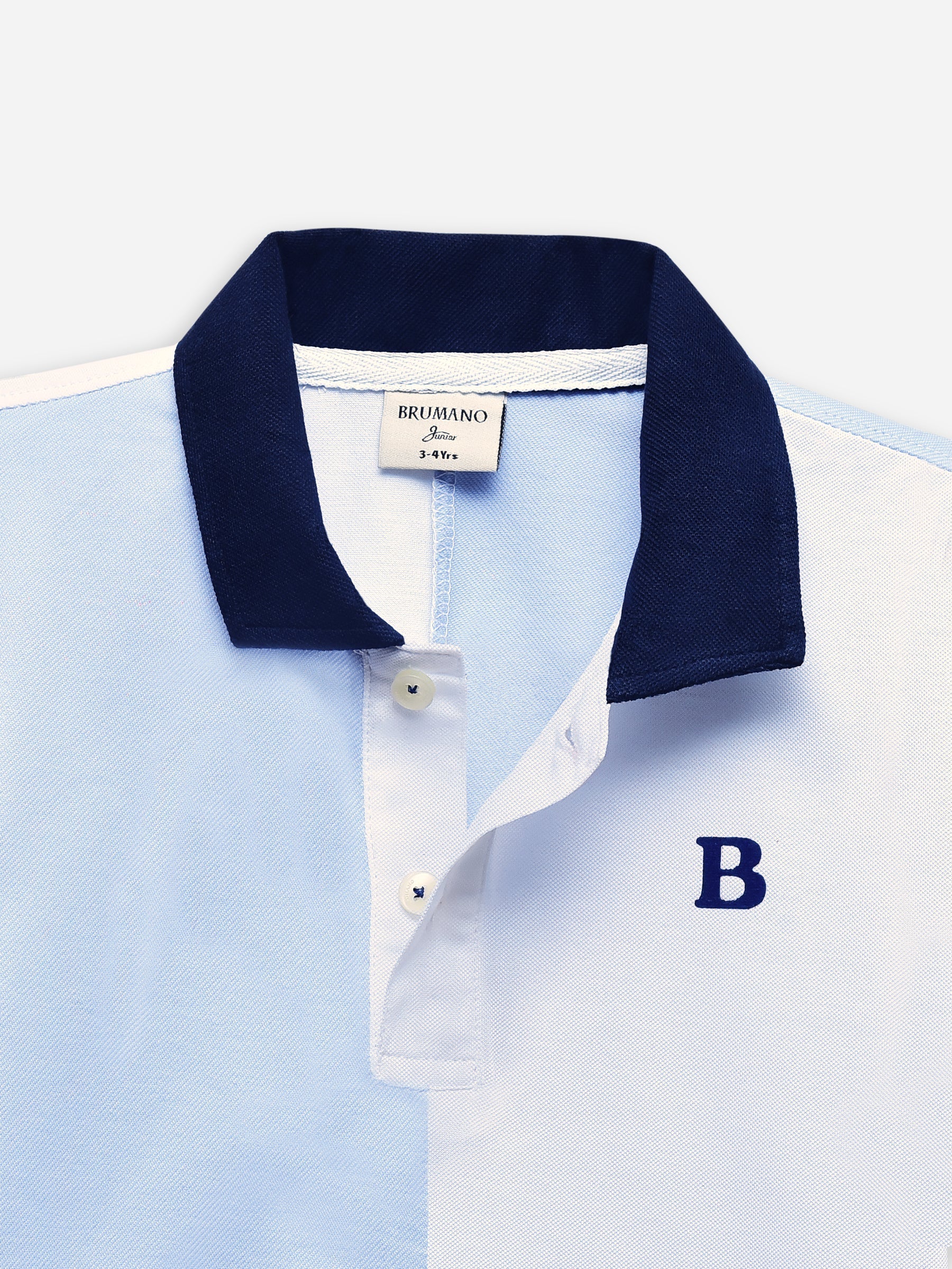 Blue & White Two-Tone Casual Pique Polo Brumano  Pakistan