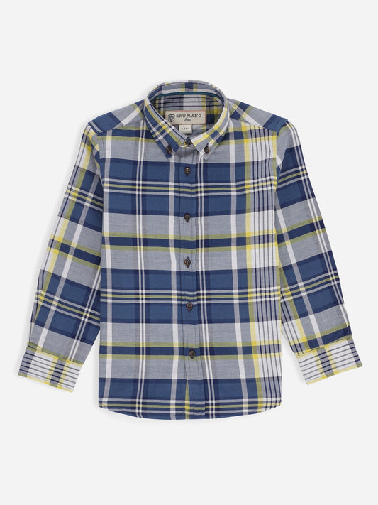 Blue & Yellow Windowpane Checkered Casual Shirt Brumano Pakistan