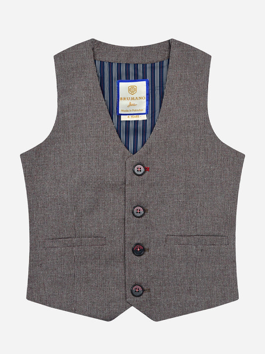 Bordo Textured Suit Vest With Bow Brumano Pakistan