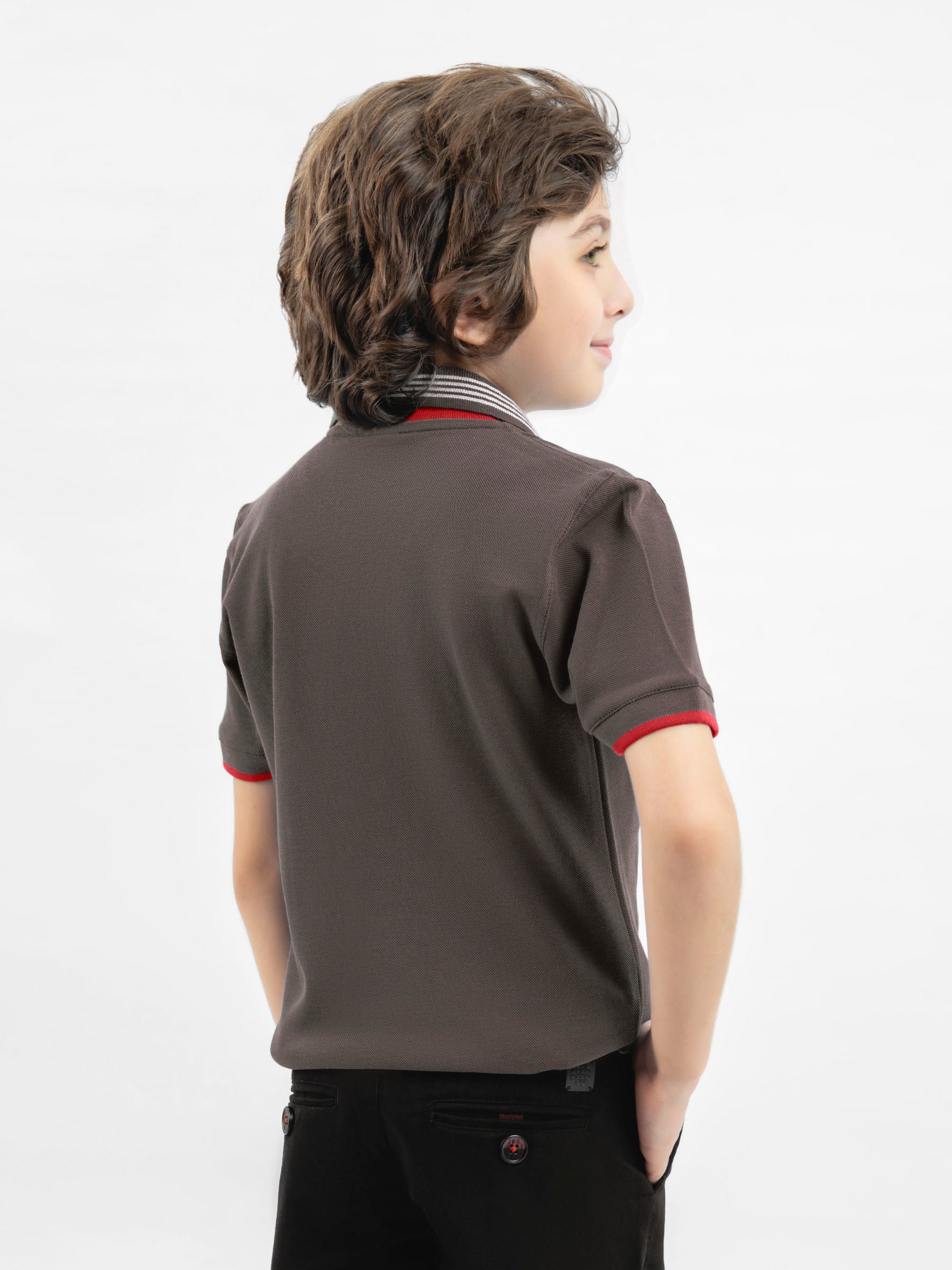 Brown Pique Polo With Red Collar Brumano Pakistan