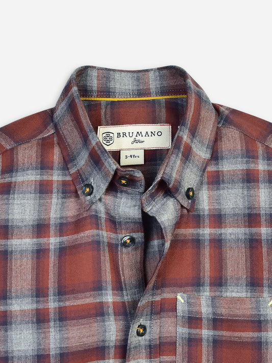 Brown & Grey Flannel Checkered Casual Shirt Brumano Pakistan