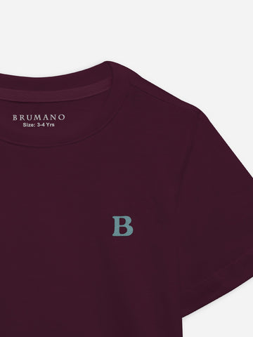 Burgundy 100% Cotton Casual Tee Brumano Pakistan