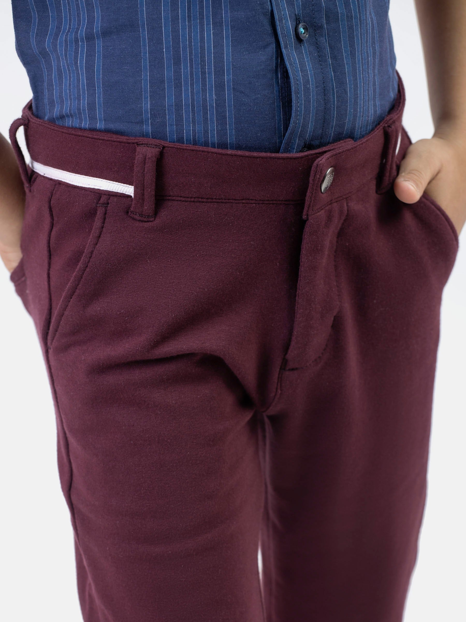 Burgundy Knitted Trouser With Detailing Brumano Pakistan