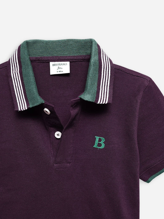 Burgundy Polo With Green Collar Brumano Pakistan