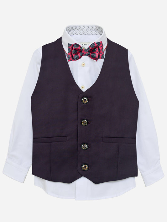 Burgundy Twill Suit Vest With Bow Brumano Pakistan