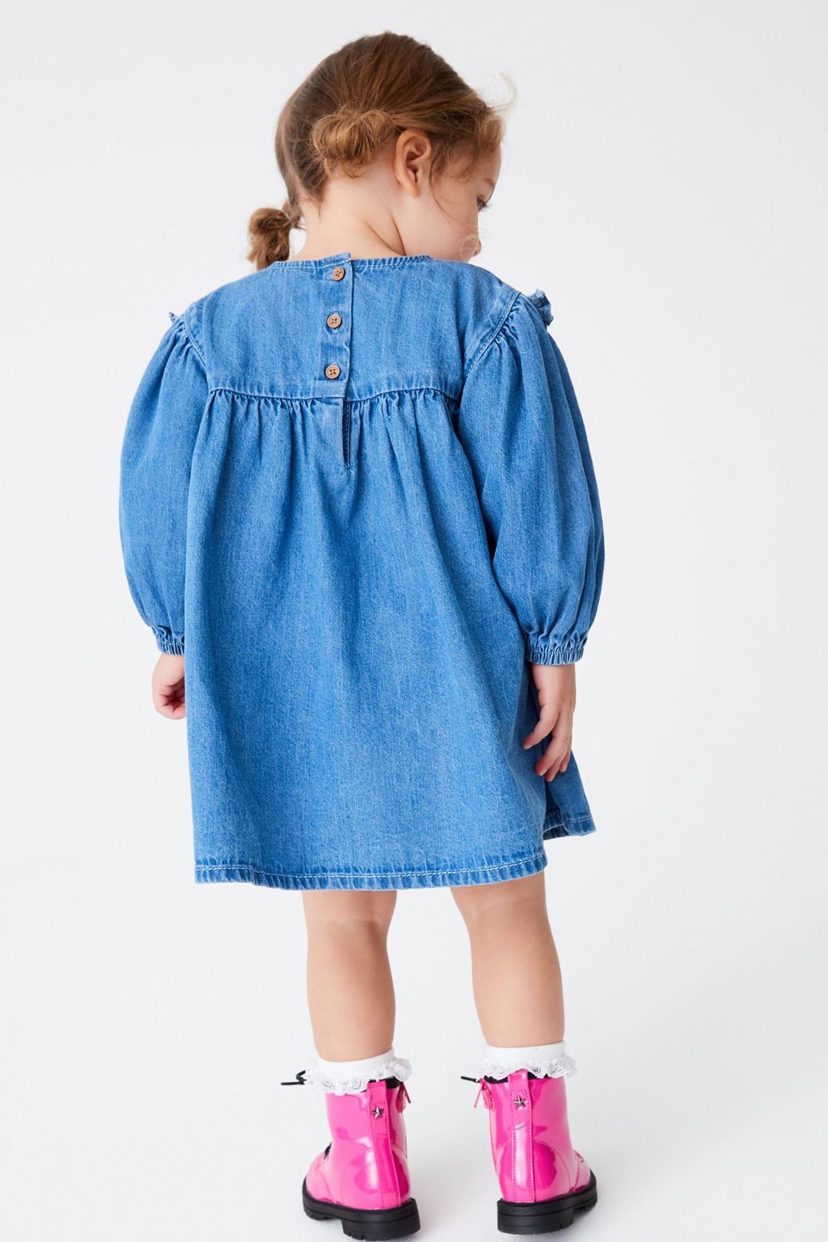 Blue Embroidered Denim Dress NEXT UK