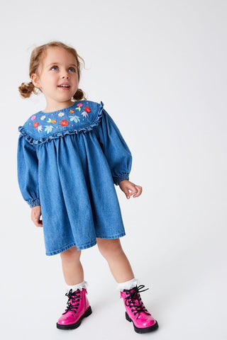 Blue Embroidered Denim Dress NEXT UK