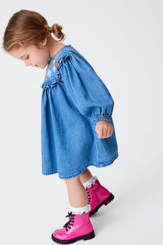 Blue Embroidered Denim Dress NEXT UK