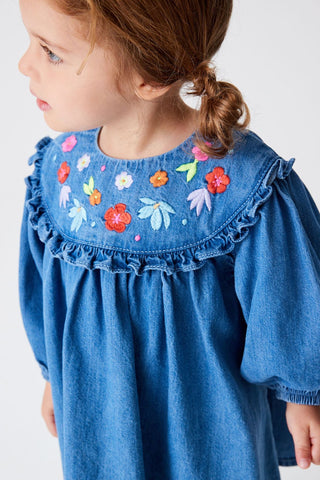 Blue Embroidered Denim Dress NEXT UK