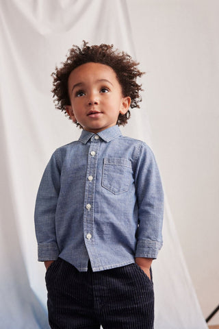 Blue Long Sleeve Chambray Shirt