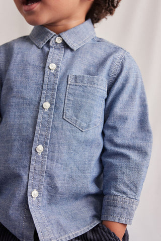 Blue Long Sleeve Chambray Shirt