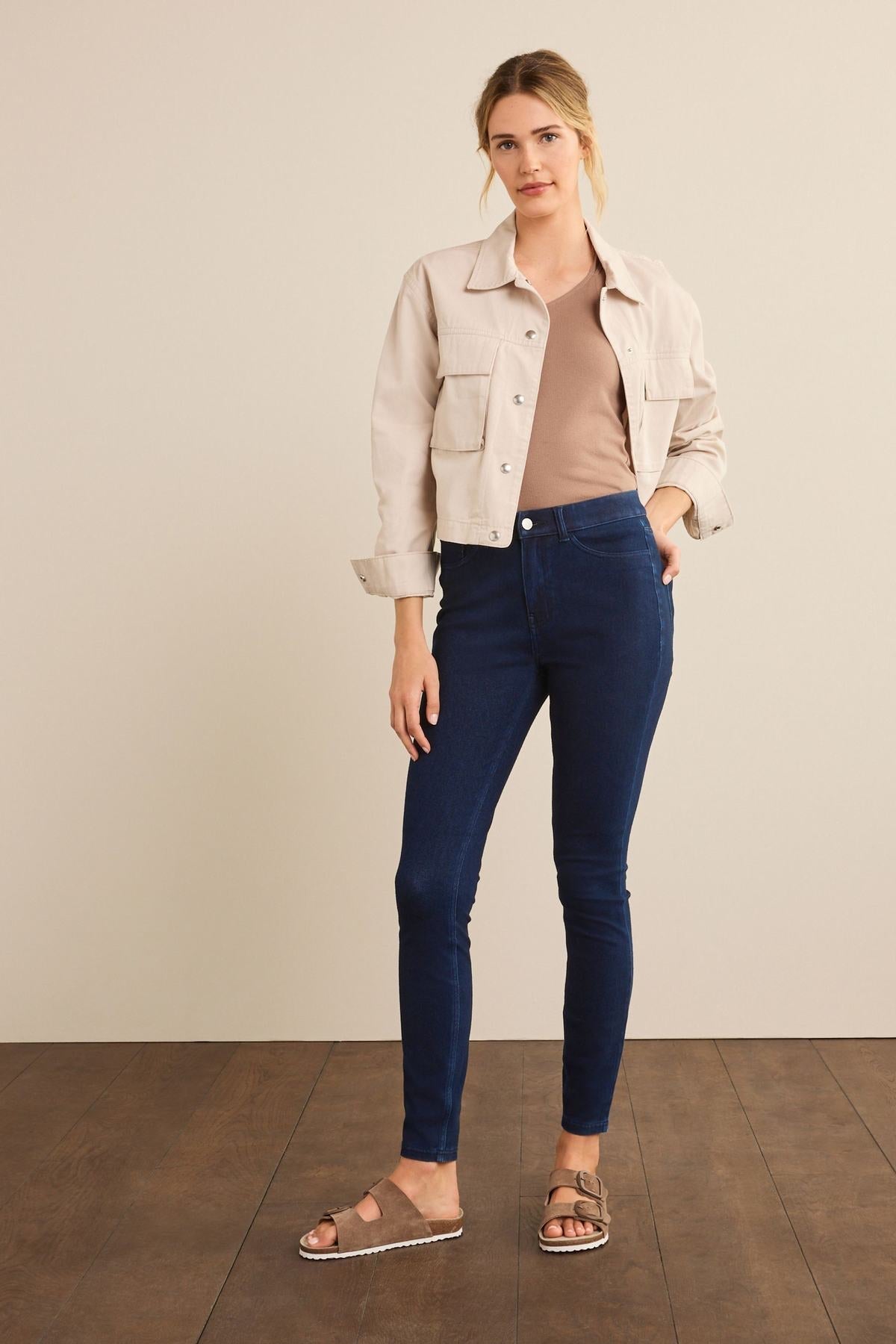 Fly Fasten Jersey Denim Leggings