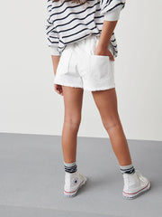 White Regular Length Frayed Edge Denim Shorts (3-16yrs)