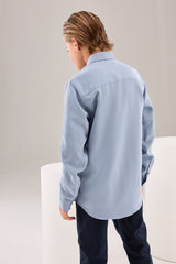Blue Soft Touch Smart Long Sleeve Shirt NEXT UK