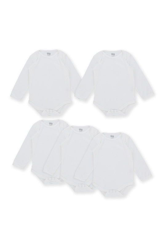 5-Pcs-Bodysuit White Ls Cotton candy Pakistan