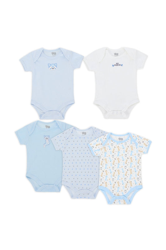 5-Pcs-Bodysuit Ss Blue