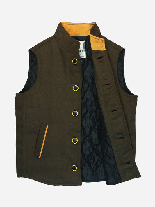 Cedar Brown Quilted Casual Sleeveless Vest Brumano Pakistan