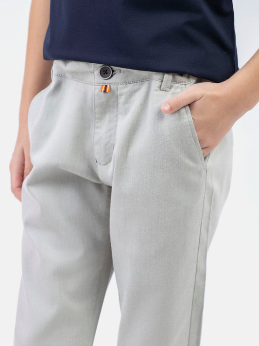 Cream Structured Casual Trouser