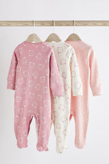 Pink Cotton Baby Sleepsuits 3 Pack NEXT UK