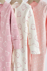 Pink Cotton Baby Sleepsuits 3 Pack NEXT UK