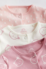 Pink Cotton Baby Sleepsuits 3 Pack NEXT UK