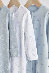 Blue 3 Pack Cotton Baby Sleepsuits NEXT UK
