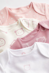 Pink/White Bear Baby Long Sleeve Bodysuits 4 Pack NEXT UK