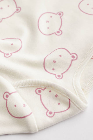 Pink/White Bear Baby Long Sleeve Bodysuits 4 Pack