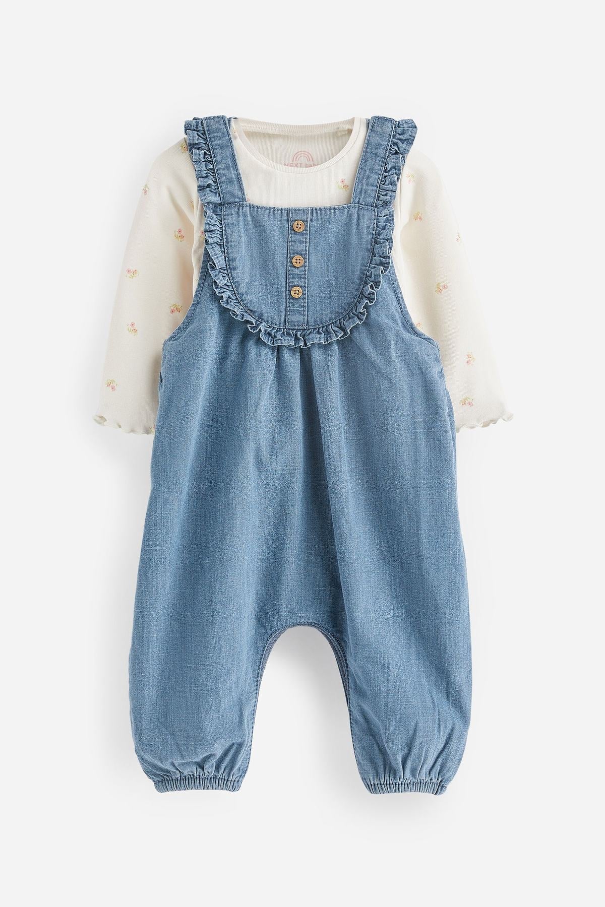 Baby 2pc Baby Dungaree & Bodysuit Set NEXT UK