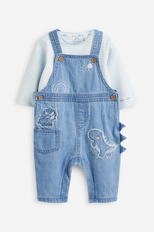 Baby Appliqué Denim Dungarees And Jersey Bodysuit Set