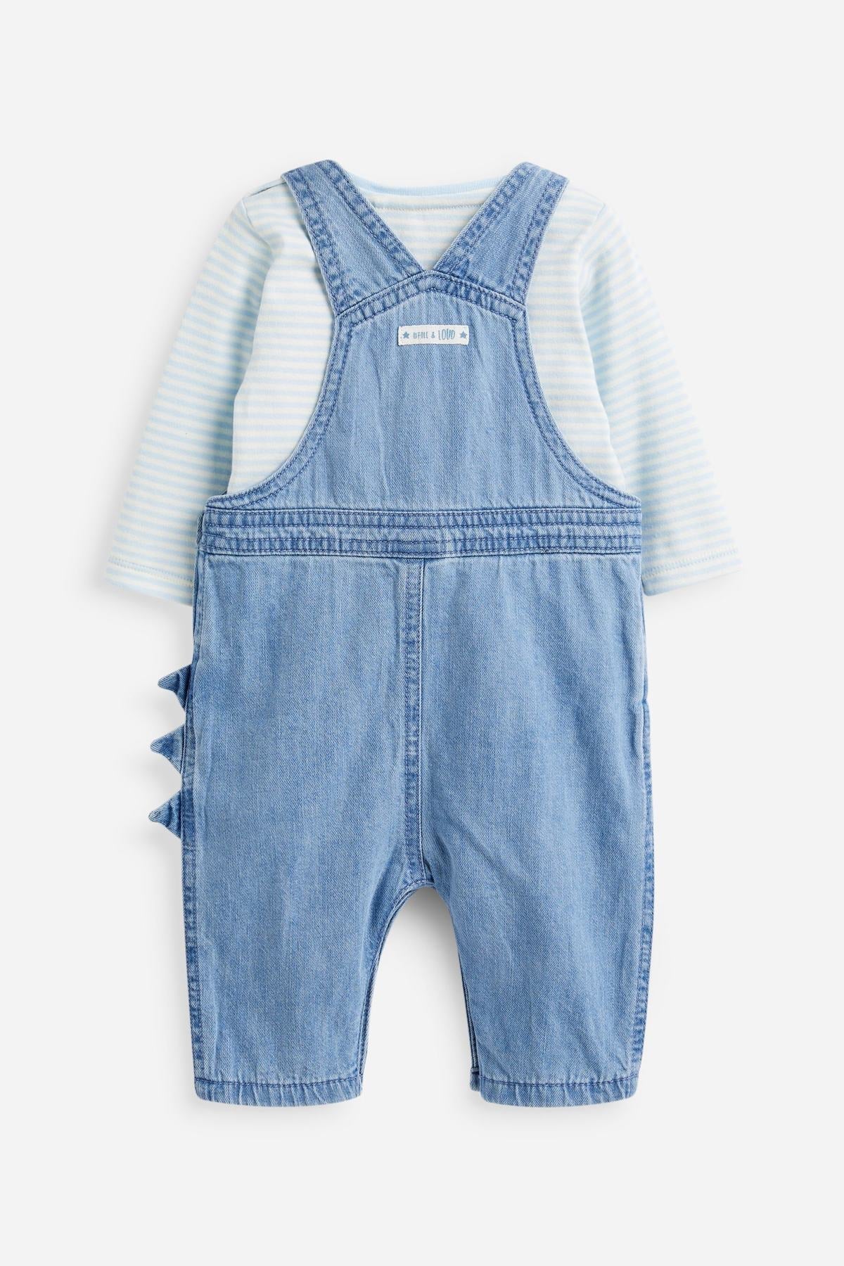 Baby Appliqué Denim Dungarees And Jersey Bodysuit Set NEXT UK