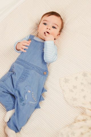 Baby Appliqué Denim Dungarees And Jersey Bodysuit Set NEXT UK