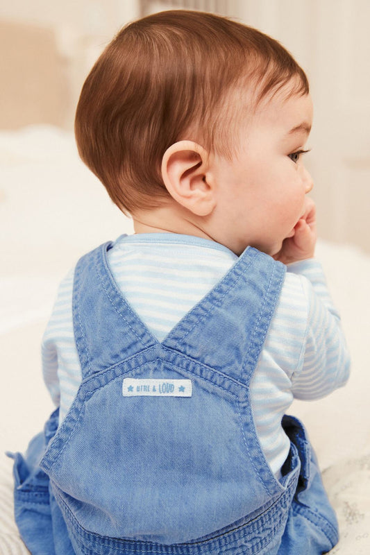 Baby Appliqué Denim Dungarees And Jersey Bodysuit Set