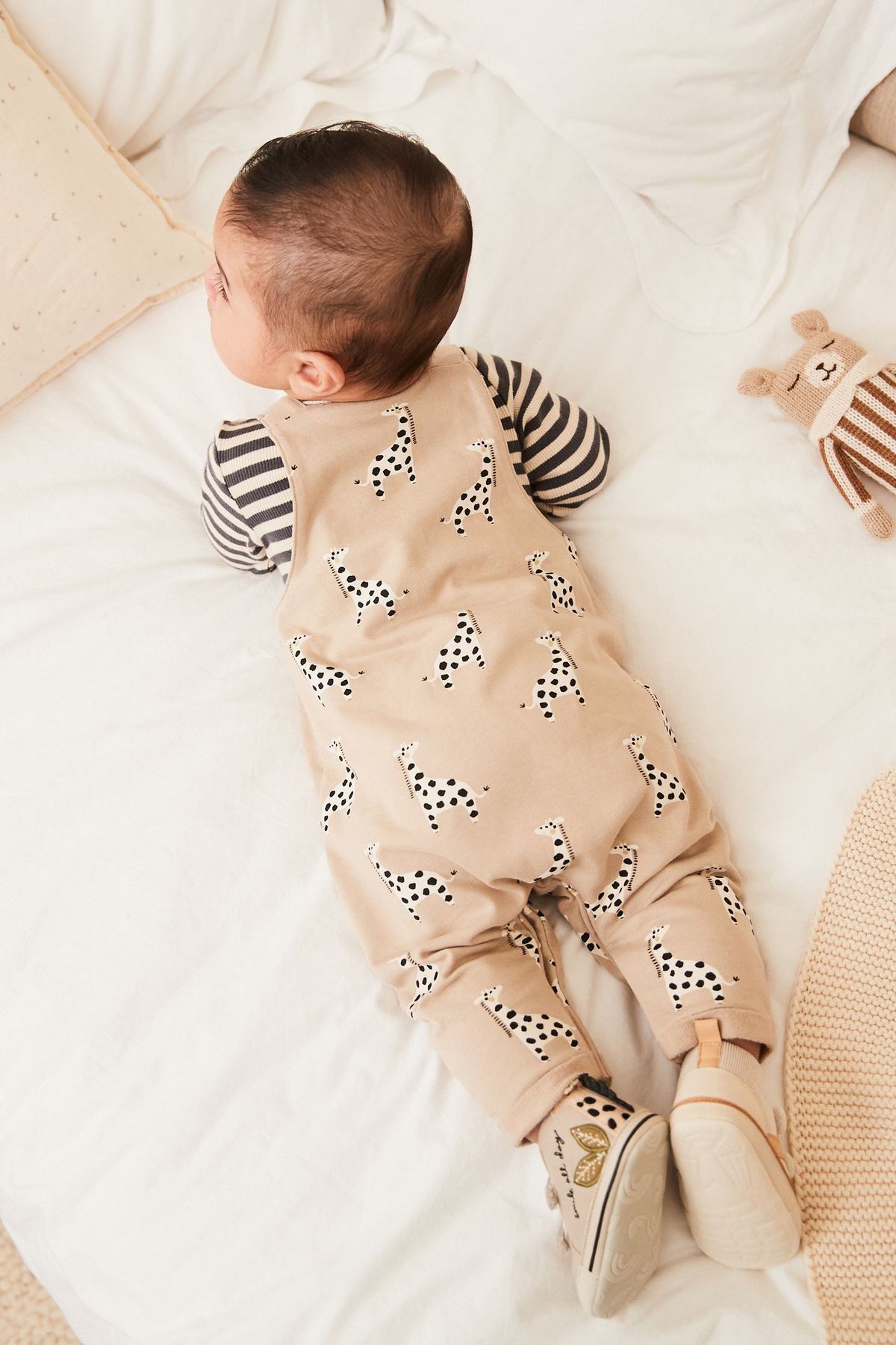 Neutral Baby Printed Dungarees And Jersey Bodysuit Set NEXT UK