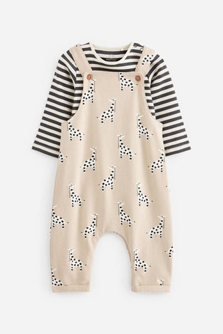 Neutral Baby Printed Dungarees And Jersey Bodysuit Set NEXT UK