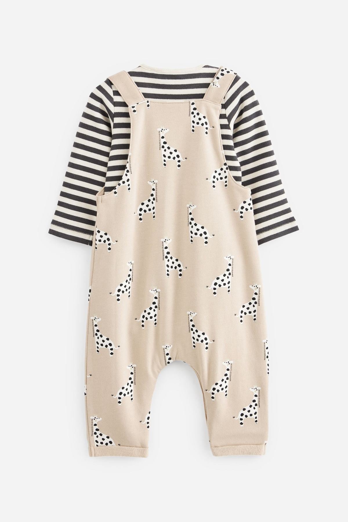 Neutral Baby Printed Dungarees And Jersey Bodysuit Set NEXT UK