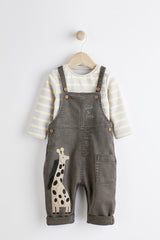 Baby Appliqué Denim Dungarees And Jersey Bodysuit Set NEXT UK