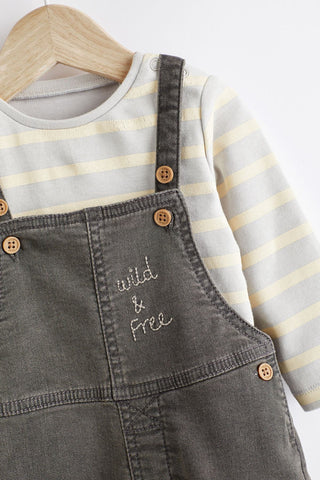 Baby Appliqué Denim Dungarees And Jersey Bodysuit Set