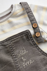 Baby Appliqué Denim Dungarees And Jersey Bodysuit Set NEXT UK