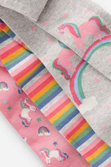 Blue, Pink And Grey 3 Pack Cotton Rich Unicorn Tights NEXT UK