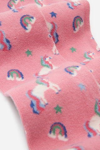 Blue, Pink And Grey 3 Pack Cotton Rich Unicorn Tights