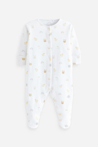 Delicate Appliqué Baby Sleepsuits 3 Pack