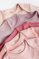 Pink Essential Long Sleeve Baby Bodysuits 5 Pack NEXT UK