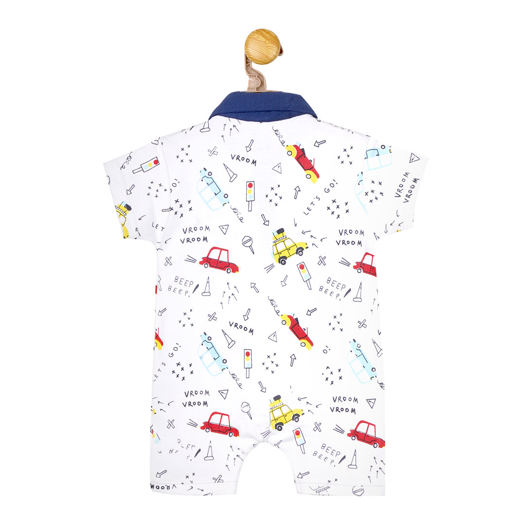 Zoomin' cars short sleeve collared Shortall | Pants - Leggings - Shorts & Capri | The nest clothing