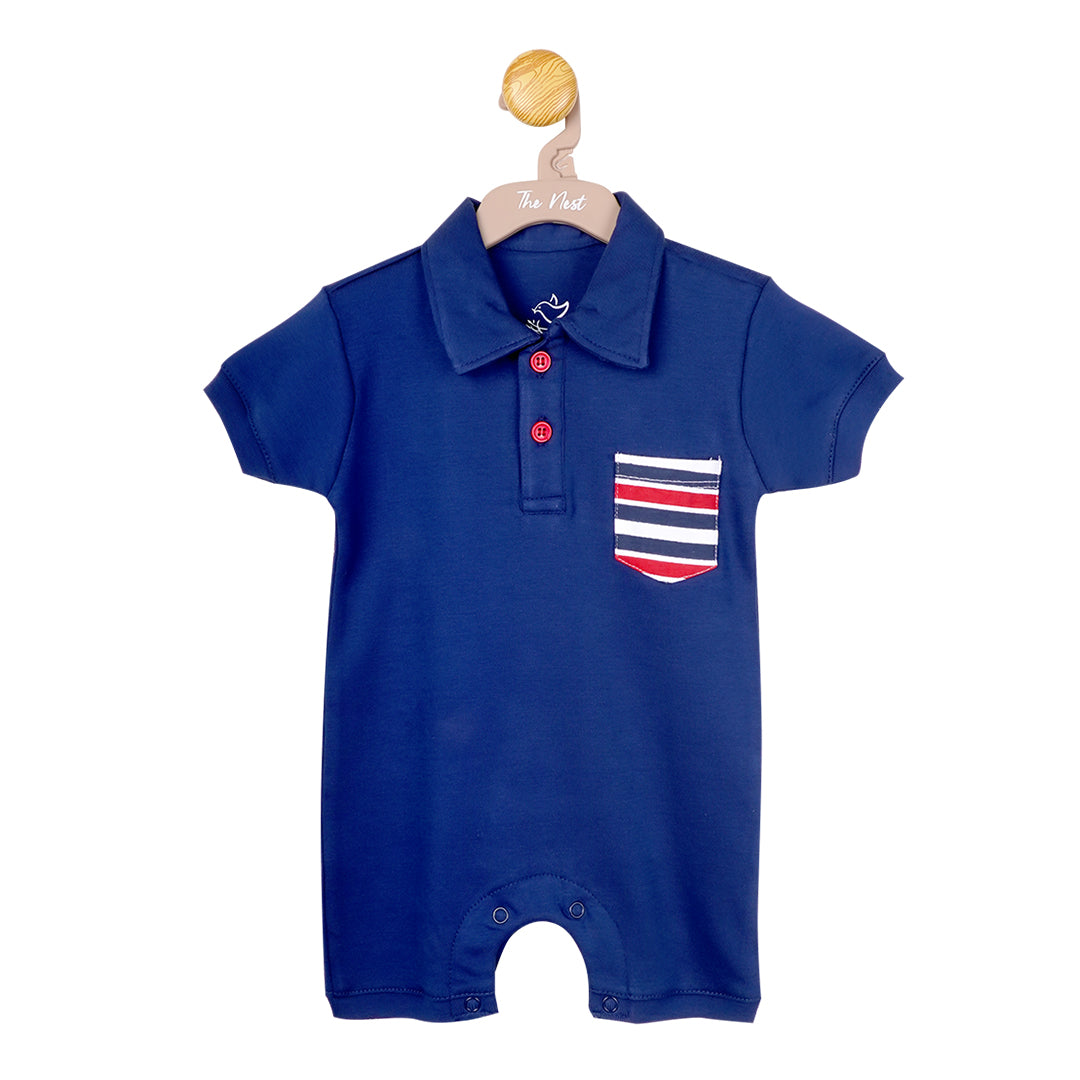 Blue lightening Short sleeves collared shortall | Pants - Leggings - Shorts & Capri | The nest clothing