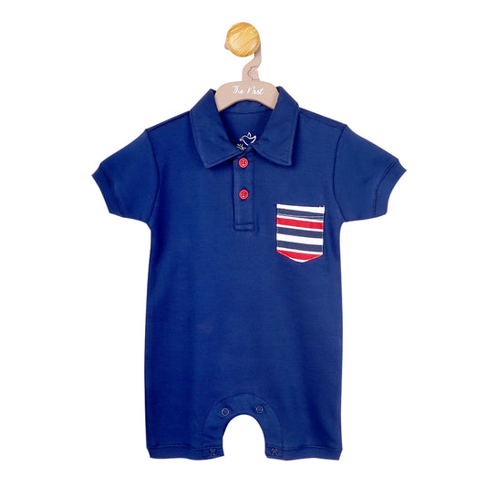 Blue lightening Short sleeves collared shortall